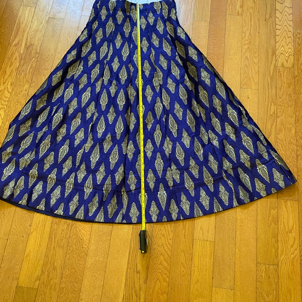 Blue skirt lehengha with gold design